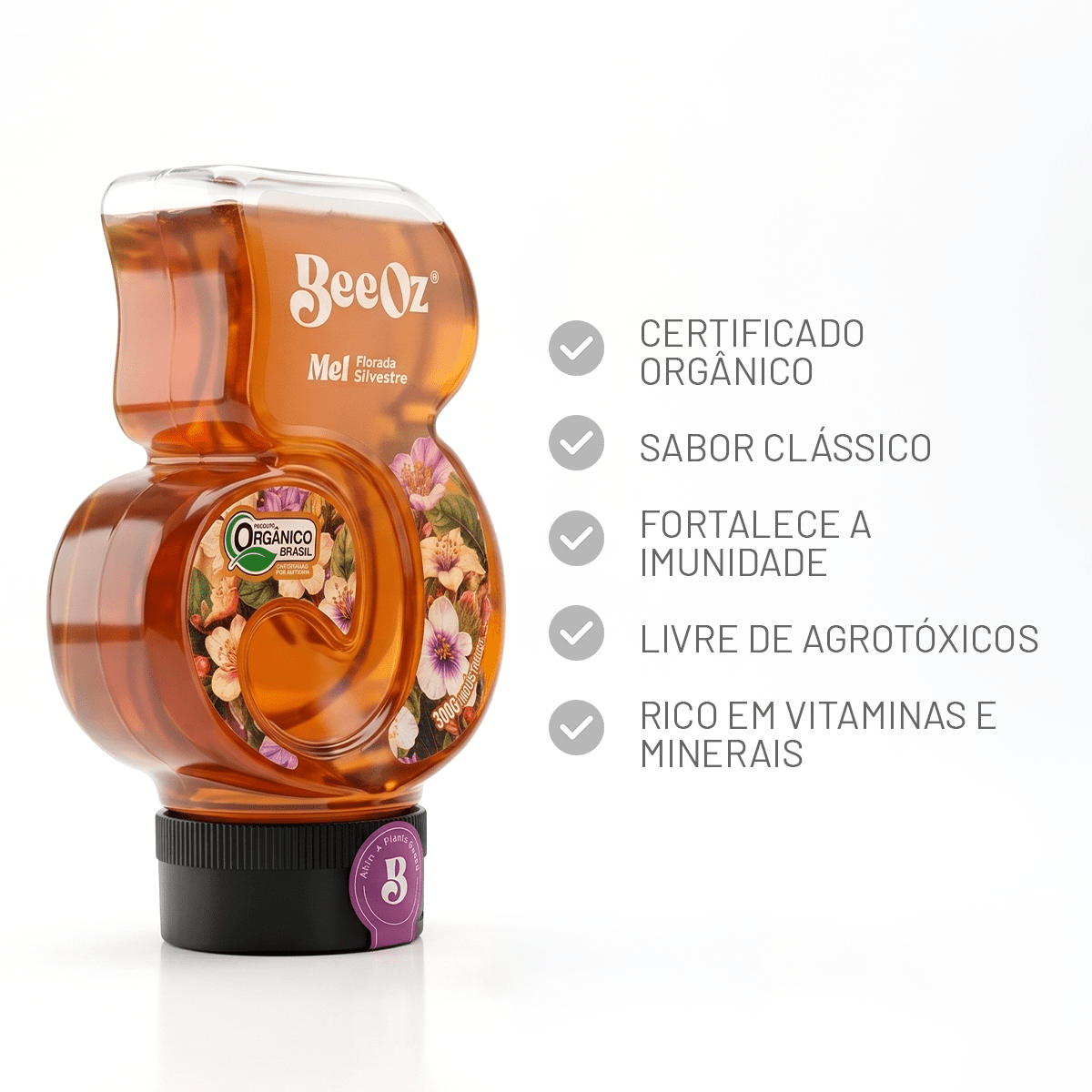 Honey Bioma Pantanal Silvestre Orgânico 300g - BeeOz