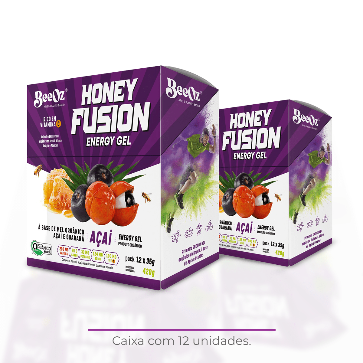 Honey Fusion Gel Açaí com 200mg de Cafeína - Display com 12 sachês de 35g - BeeOz