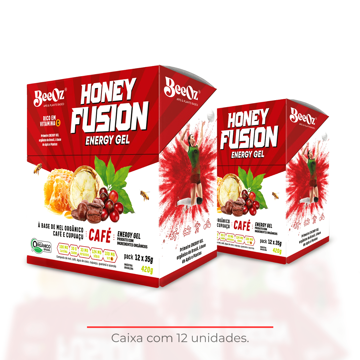 Honey Fusion Gel Café & Cupuaçu - Display com 12 sachês de 35g - BeeOz