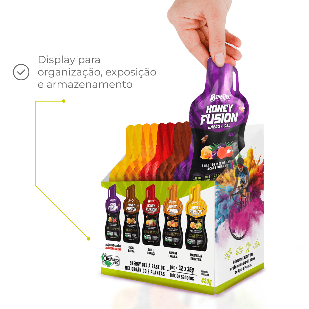 Honey Fusion Gel Mix - Display com 12 sachês de 35g - BeeOz